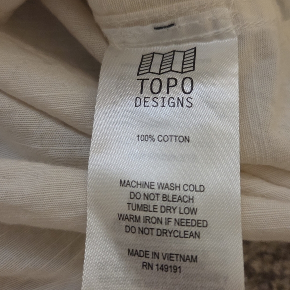 Topo Designs × Fat Tire Beer Men's Large Long Sleeve Button Cotton Shirt White - Picture 8 of 9